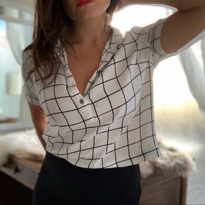 TopShop Crop Button Up Short Sleeve S